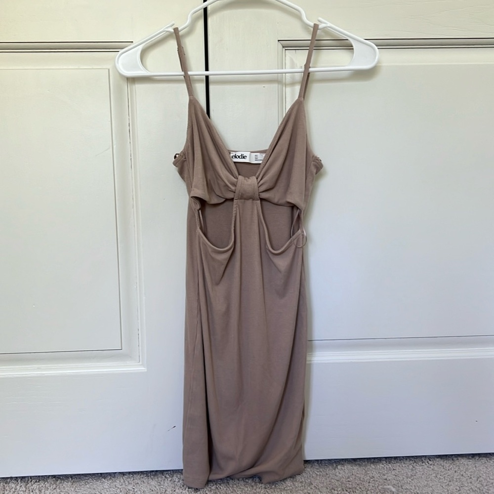 Elodie mini tan dress